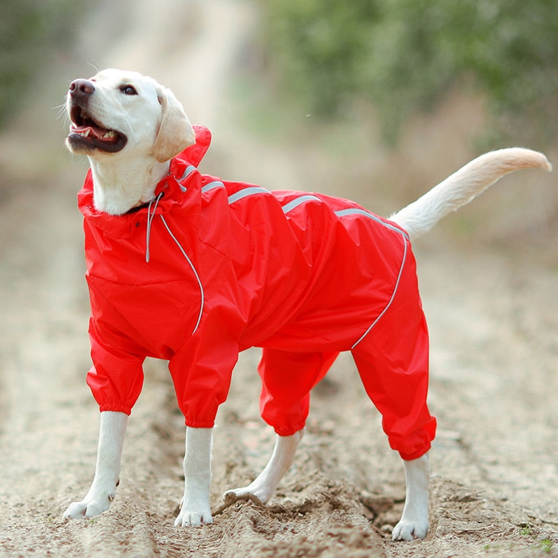 Dog Raincoat Reflective Waterproof Zipper with Hood