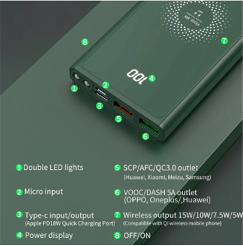 20,000mAh magnetic power bank, close-up view