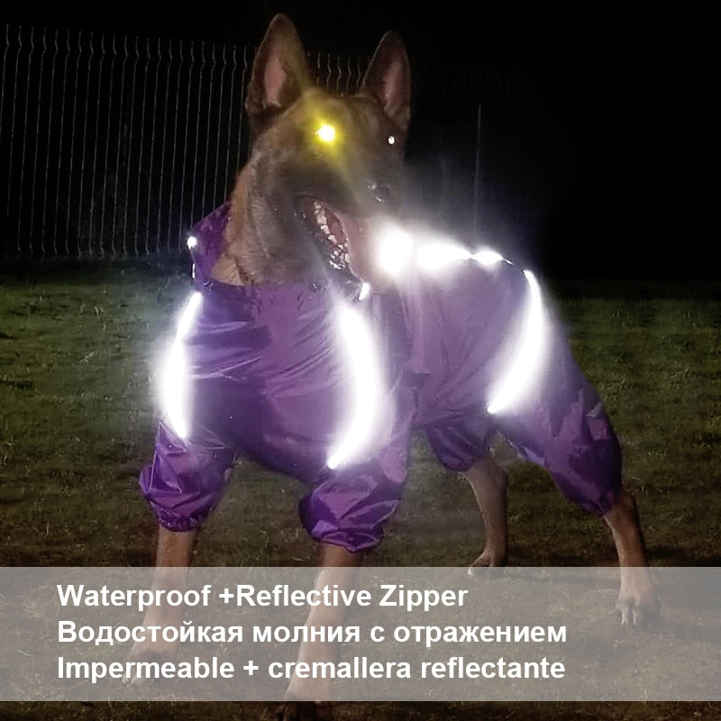 Dog Raincoat Reflective Waterproof Zipper with Hood